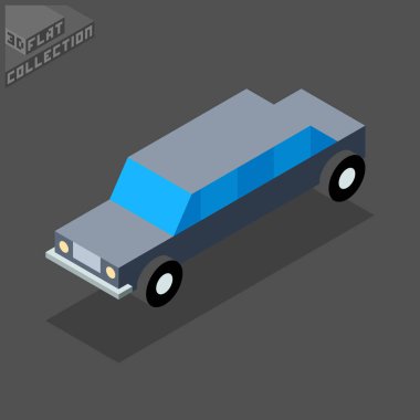 3D izometrik limuzin simgesi