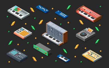 elektronik müzik 3d renkli resimde