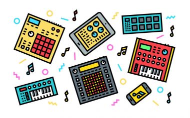 elektronik müzik 3d renkli resimde