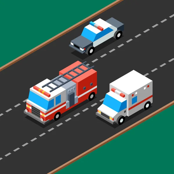道路上の 3 d の緊急サービス — ストックベクタ