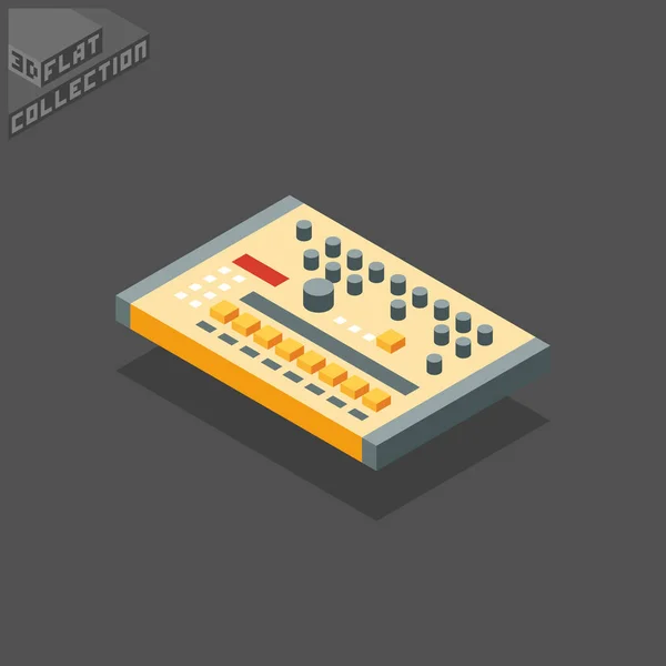 3D isometrische flache Trommelmaschine — Stockvektor