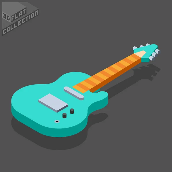 Guitare électrique plate isométrique 3d — Image vectorielle