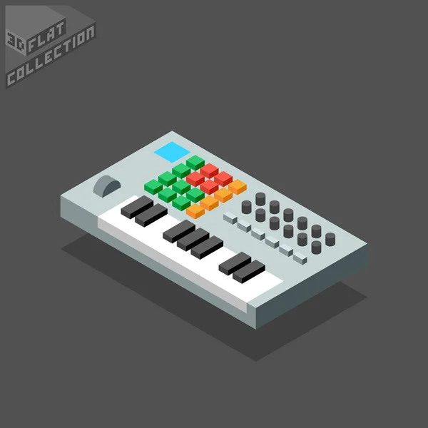 Contrôleur de clavier midi plat isométrique 3d — Image vectorielle