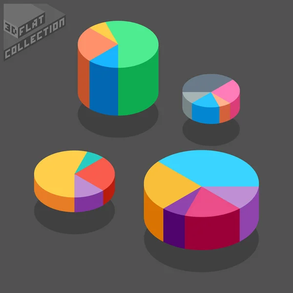 3D Isometrische cirkeldiagrammen pictogram — Stockvector