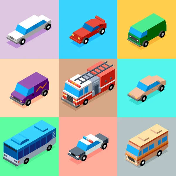 3d vehicles colorful set — Stock Vector