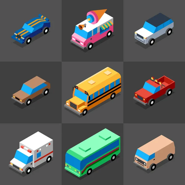 3d vehicles colorful set — Stock Vector