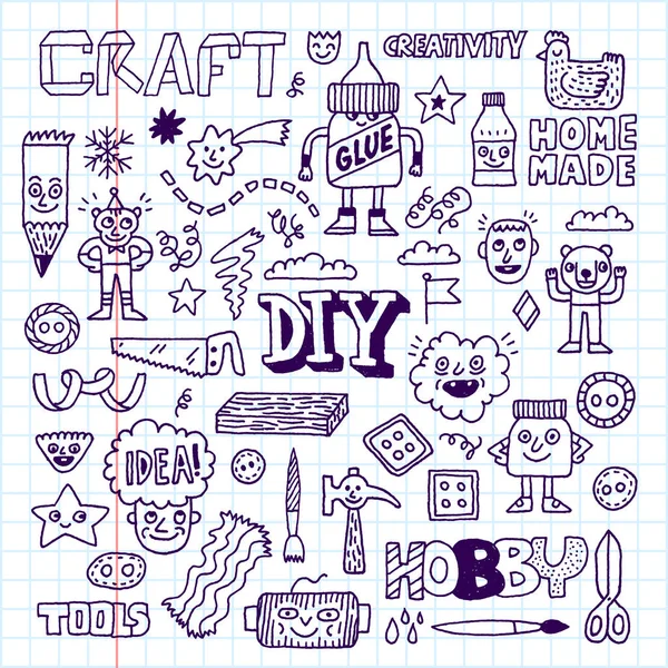 Conjunto de doodle hobby Diy —  Vetores de Stock