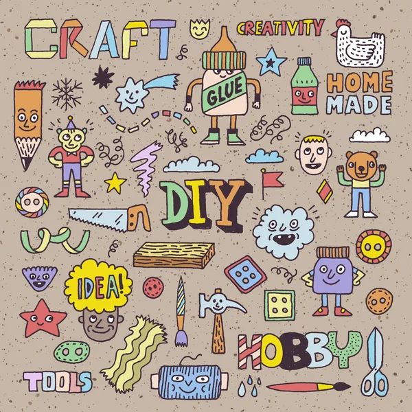DIY χόμπι doodle σετ — Διανυσματικό Αρχείο