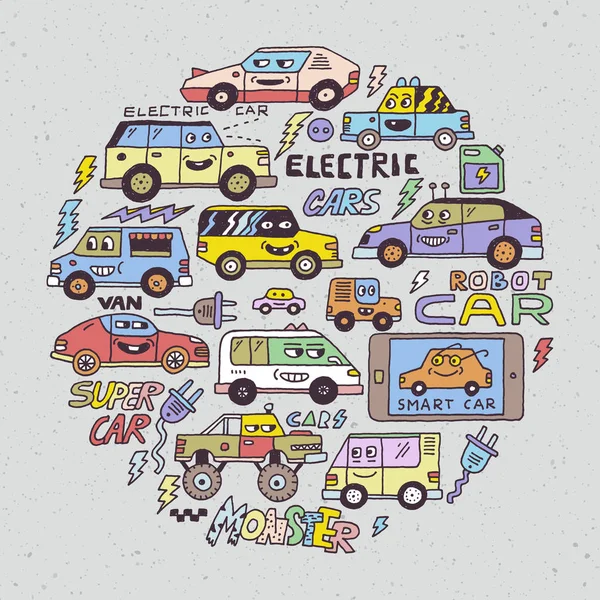 Conjunto de coches eléctricos — Archivo Imágenes Vectoriales