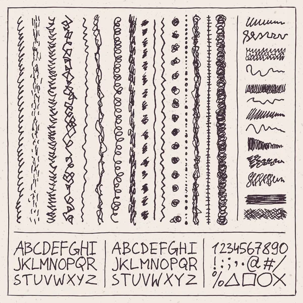 Doodle garabatos alfabeto conjunto — Vector de stock