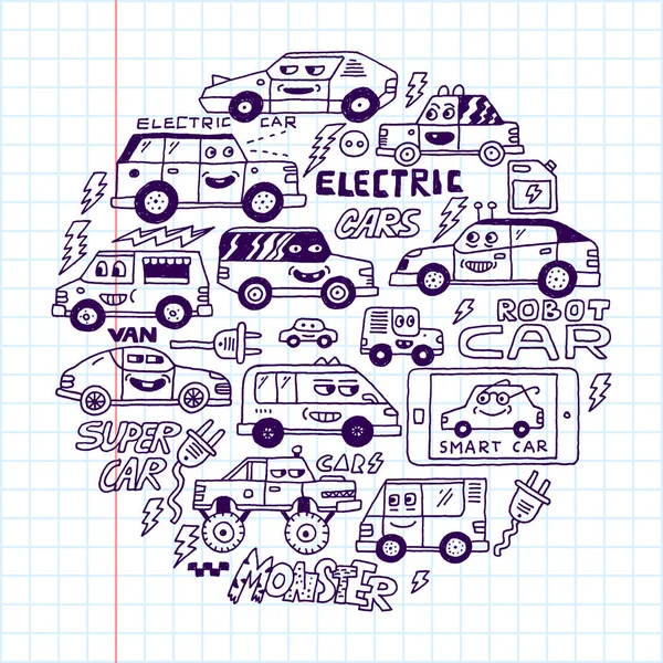 Conjunto de coches eléctricos — Vector de stock