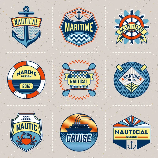 Marine nautical logos — Stock Vector