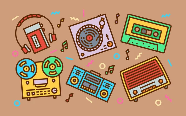 Conjunto de tecnología retro — Vector de stock