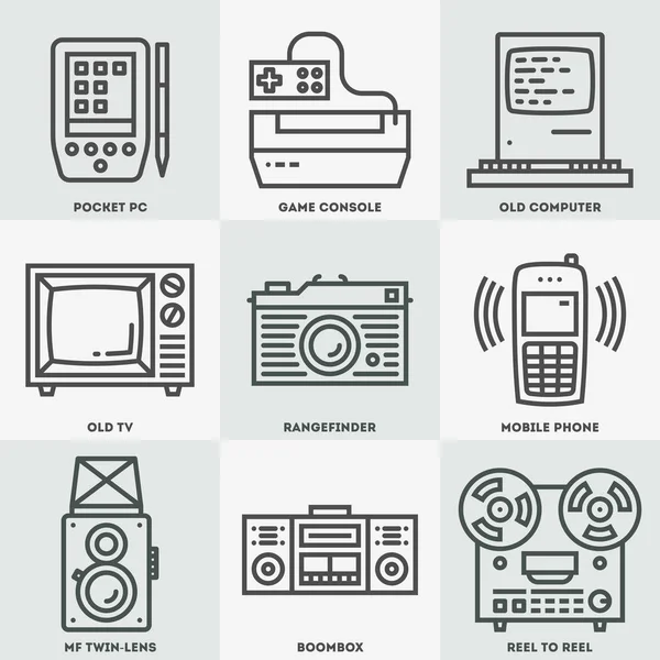 Retro-Technik eingestellt — Stockvektor