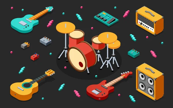 Set di oggetti musicali — Vettoriale Stock