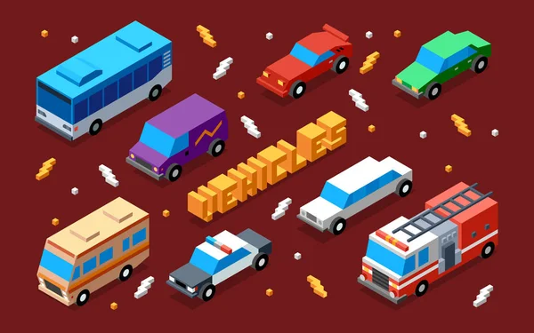 Vehicles 3d colorful illustration set — Stock Vector