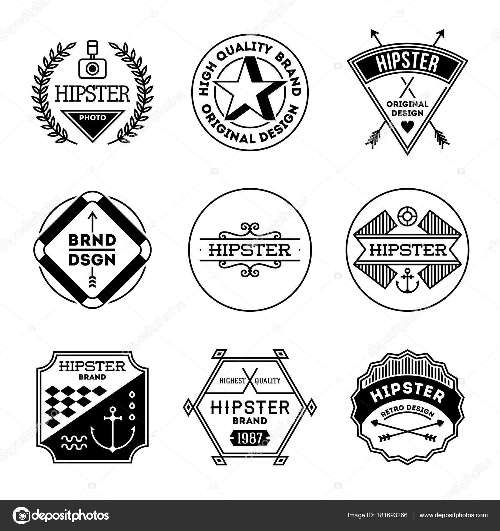 Simple Mono Lines Logos Collection Hipster Style Product Stock Vector ...