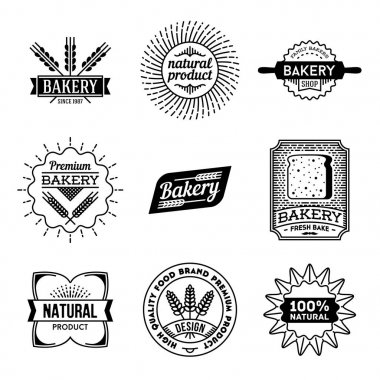 Basit Mono çizgiler logoları koleksiyonu. Unlu gıda