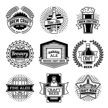 Basit Mono çizgiler logoları koleksiyonu. Handcrafted bira markası