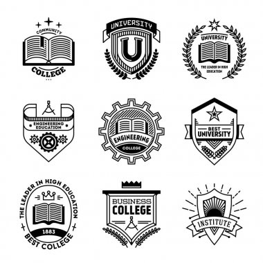 Basit Mono çizgiler logoları koleksiyonu. College Üniversitesi Enstitüsü