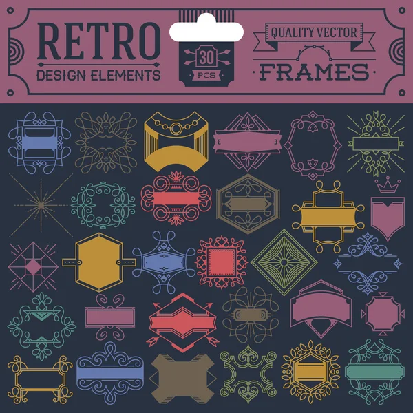Retro Design Elemente Hipster Stil Infografik Farbset Etiketten Bänder Icons — Stockvektor