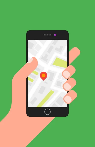 Ручной Смартфон Картой App Location Pointer — стоковый вектор