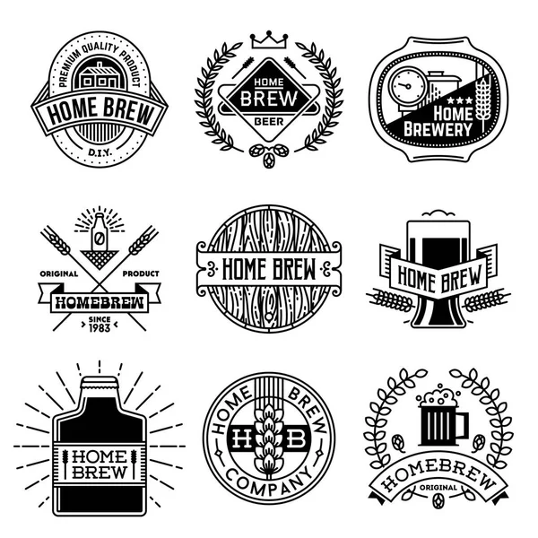 Simples Mono Lines Logos Collection Marca Artesanal Cerveja — Vetor de Stock