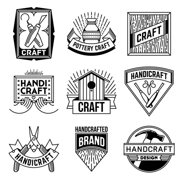 Colección Logotipos Simple Mono Lines Juego Diseño Artesanal — Vector de stock