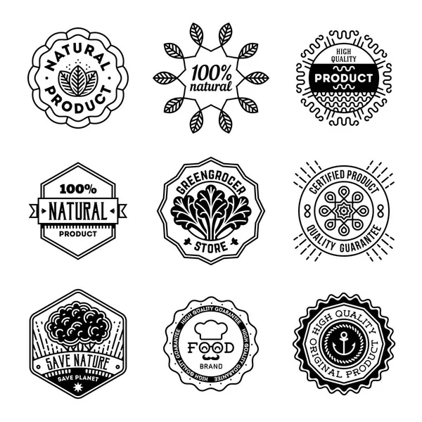 Simples Mono Lines Logos Collection Produto Orgânico Natural — Vetor de Stock