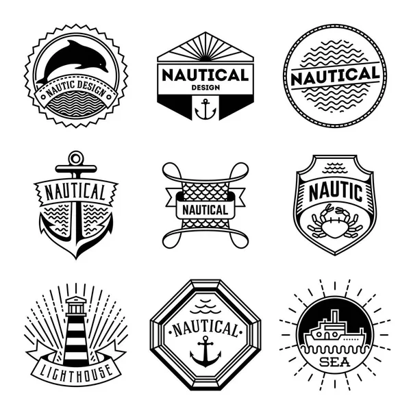 Απλές Γραμμές Μονο Λογότυπα Συλλογή Θαλάσσιων — Διανυσματικό Αρχείο