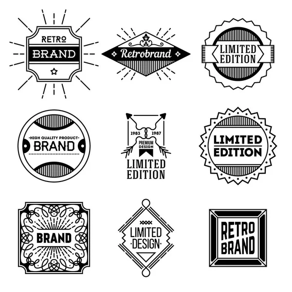 Çeşitli Retro Tasarım Insignias Logolar Kümesi Vektör Vintage Öğeler — Stok Vektör