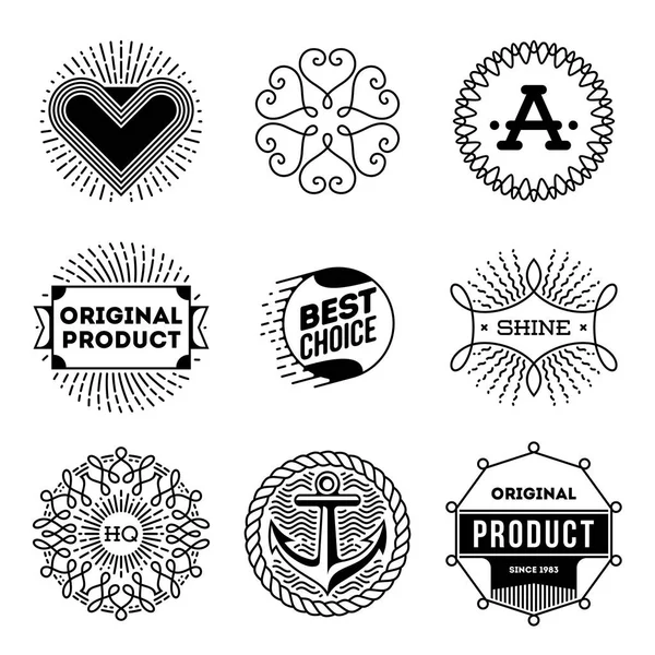 Enkla Mono Linjer Logotyper Samling Slumpmässiga Produktdesign — Stock vektor
