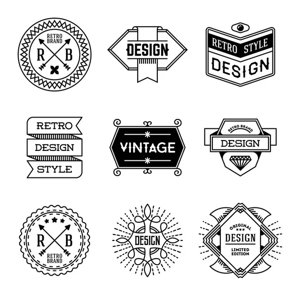 Basit Mono Çizgiler Logoları Koleksiyonu Retro Tasarımı — Stok Vektör