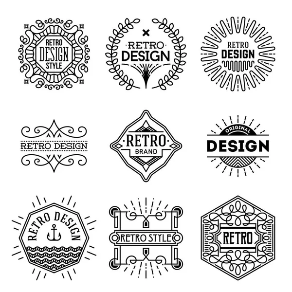 Simples Mono Lines Logos Collection Design Retrô — Vetor de Stock