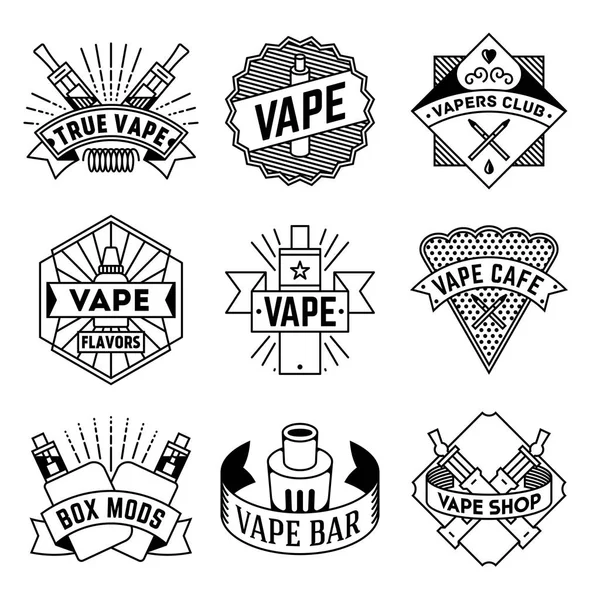 Colección Logotipos Simple Mono Lines Signos Vape — Vector de stock