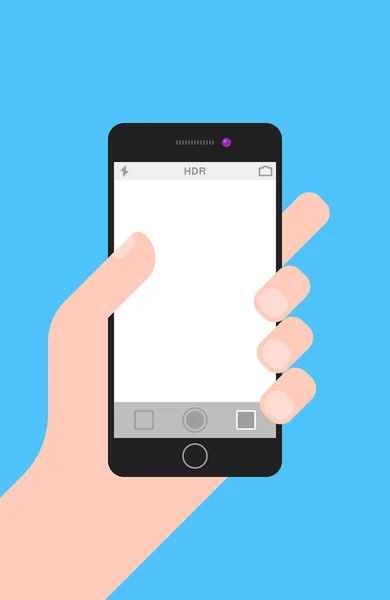 Hand Met Smartphone Met Camera App Duidelijk Scherm Rechtenvrije Stockvectors