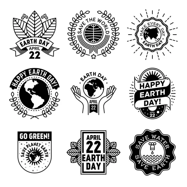 Eenvoudige Mono Lijnen Logo Collectie Dag Van Aarde Rechtenvrije Stockvectors