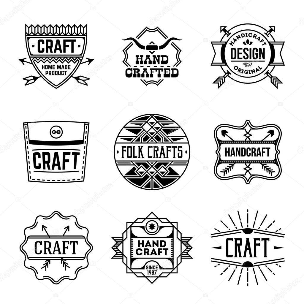 Simple Mono Lines Logos Collection. Hand Craft Design Set
