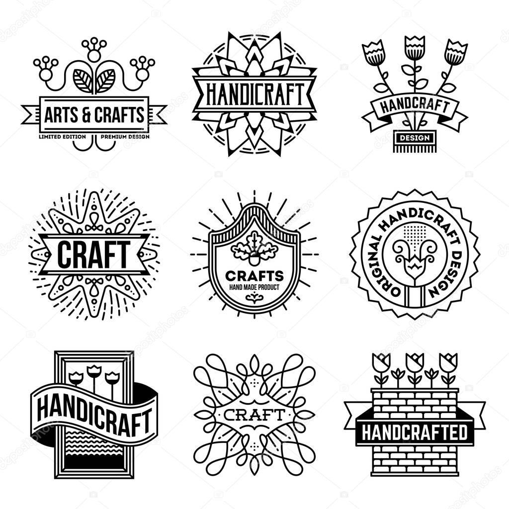 Simple Mono Lines Logos Collection. Hand Craft Design Set