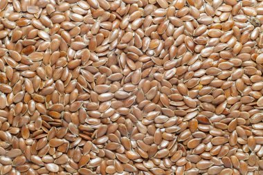 Keten tohumları yakın plan. Yukarıdan görüntüle.