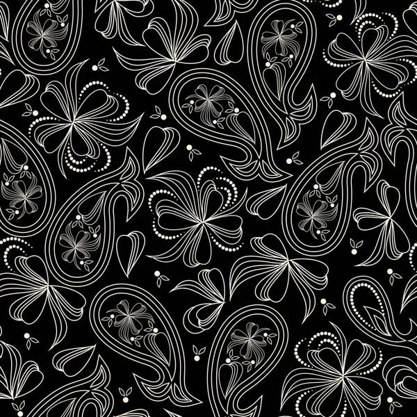 Padrão Preto Branco Sem Costura Com Paisley Flores Ornamento Étnico — Fotografia de Stock