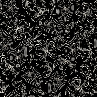 Beyaz desenli, desenli, desenli ve çiçekli. Geleneksel etnik süs, vektör arkaplan.