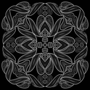 Siyah ve beyaz desenli ve dekoratif öğeler klasik bandana. Vektör arka plan.