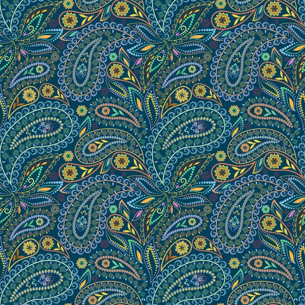 Paisley ve çiçeklerin ile Seamless klasik modeli. Geleneksel etnik süsleme, vektör arka plan.