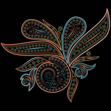 Renkli Halk sanat desen paisley ve çiçeklerin yuvarlak. Geleneksel etnik süs. Vektör yazdırma.