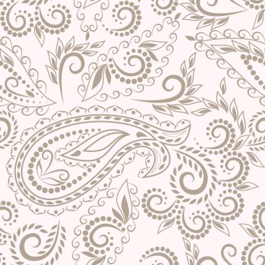 Paisley ve çiçeklerin ile Seamless modeli. Hassas pastel etnik süsleme düzenine ilişkin tekstil tasarımı için doldurur. Vektör arka plan.