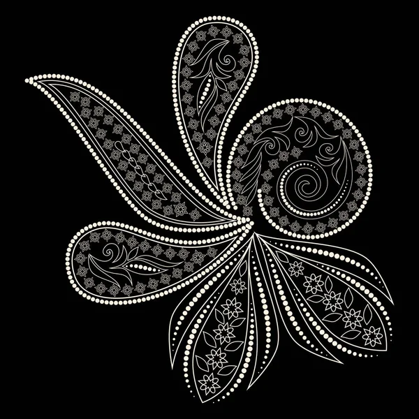 Motif Paisley Objet Isolé Sur Fond Noir Impression Vectorielle — Image vectorielle