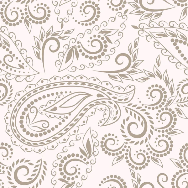 Бесшовный Узор Пейсли Цветами Нежный Пастельный Этнический Орнамент Текстильного Дизайна — стоковый вектор