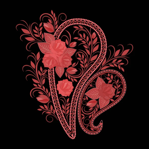 Paisley rose - floral folk art pattern. — Stock Vector