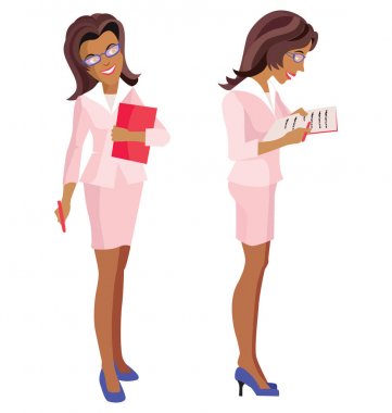 Kadın iş kıyafeti ve gözlük